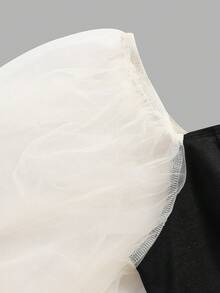 Girlism Váy chữ A cổ lá sen màu tương phản cho bé gái tuổi teen - Nhiều màu - Xem 4