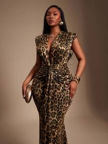 Radiana Áo hở vai, cổ chữ V sâu, thanh lịch, quyến rũ, gợi cảm, lấp lánh cỡ lớn dành cho nữ, mùa thu và mùa xuân, mùa hè, váy đuôi cá có đệm vai, thời trang tối giản để mặc hàng ngày, váy dự tiệc, phù hợp cho vũ hội, dạ hội, trang phục du ngoạn, ngày lễ tình nhân, lễ hội âm nhạc, hòa nhạc, tiệc hóa trang, đi chơi, nhiều lớp, ngày lễ, - màu nâu - Xem 1