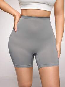 SuitURBody Quần short an toàn liền mạch cạp cao màu trơn tối giản - Xám - Xem 3