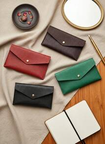 Cirelle 1 件 PU 皮革现金信封，可重复使用现金信封钱包，适合旅行和预算，多功能钞票钱包套信封夹硬币 - 彩色 - 查看 5