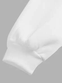 SHEIN Hanorac alb pentru fete, cu mânecă lungă, lejer, casual, la modă și versatil, cu umeri goi - alb - Vizualizare 4