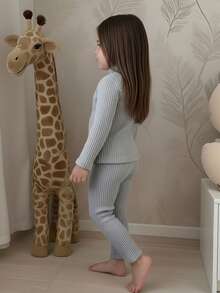 SHEIN 女童两件套：针织纯色荷叶边领上衣和梭织碎花宽松长裤，夏季服装 - 白色 - 查看 5