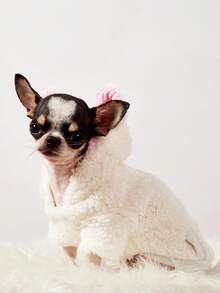 PETSIN 1件白色可爱熊毛绒宠物夹克秋冬季加厚宠物毛绒保暖家居宠物衣服 - 白色 - 查看 5