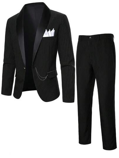 Manfinity Mode Conjunto de traje de fiesta y banquete, traje casual de caballero británico de moda