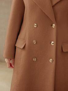 MOTF PREMIUM PLUS WOOL ELEGANT LAPEL COLLAR CINCHED WAIST METAL BUTTON OVERCOAT, AUTUMN/WINTER