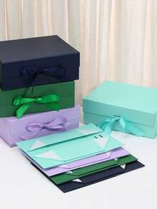 1 Stück flach verpackte faltbare Geschenkbox, multifunktionale Aufbewahrungsbox, ultraleichte leere Box - Verschiedenfarbig - Übersicht 4