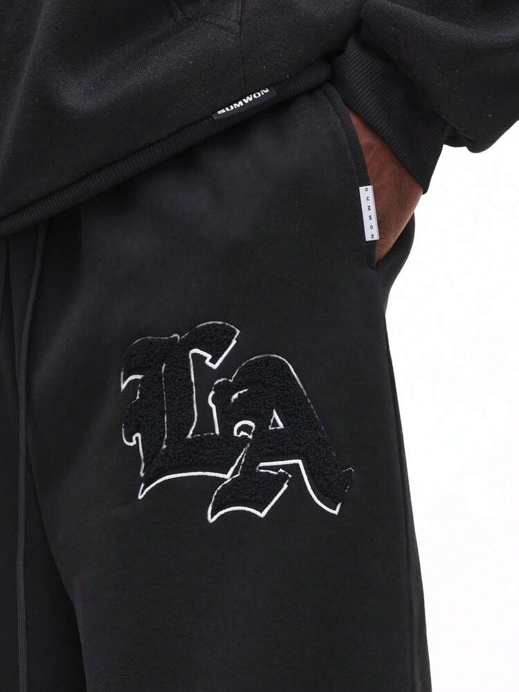 SUMWON Klassisches Pullover Hoodie und Jogginghose Co-Ord Set mit gesticktem Logo Design, lässiger Freizeitanzug für täglichen Komfort