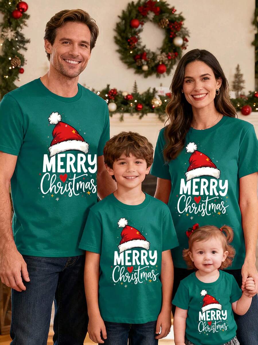 Manfinity RelaxMax Men's Christmas Print Round Neck Short Sleeve T-Shirt - Green - View 1
