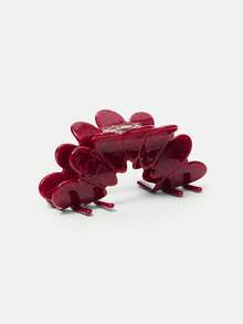 ALL OVER PRINT HALF ARC HAIR CLIPS - Burgundy - View 3