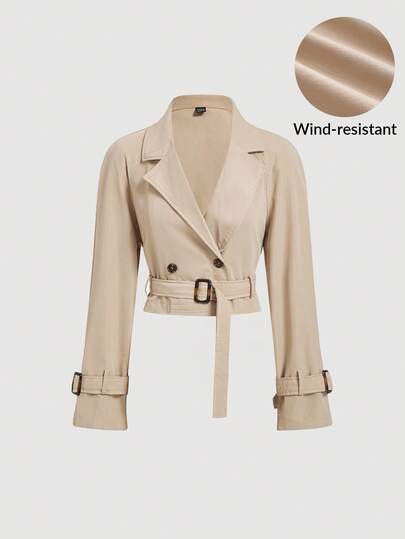 SHEIN MOD Veste décontractée ample kaki avec ceinture pour femmes, vêtement d'extérieur d'automne, manteau d'automne, vêtements d'automne, tenues de croisière pour femmes, rentrée scolaire