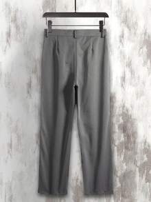 Claim Dot Quần ống đứng đơn sắc, rộng rãi, xếp ly, có đai thắt lưng cho nam - Màu xám đen - Xem 2