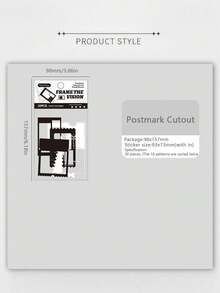 [Postmark Cutout]1pack/20pcs Black & White Film Photography Frame Diy Stickers Scrapbook Supplies School Supplies Valentine DAY, Valentines Wedding, Birthday - Postmark Silhouette - View 4