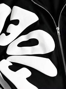 Manfinity EMRG Áo sơ mi dài tay in chữ có khóa kéo tiện dụng cho nam - màu đen - Xem 4