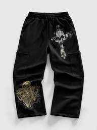 Street Life Men's Casual Skeleton Print Drawstring Waist Pants, Autumn