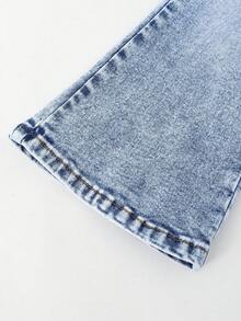 Girls' Flare Jeans,Blue Summer Back-To-School Lightweight Washed Denim,Cute Bow Decor,Comfortable Cotton,Casual&Versatile For Daily Wear,Party,Travel - Medium Wash - View 8