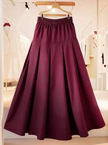 Franclia Váy dài chữ A màu trơn cạp cao xẻ tà xếp ly cài nút cỡ lớn dành cho nữ, phong cách đường phố Pháp thanh lịch, tối giản, cổ điển kiểu Úc, trang phục thường ngày ở nhà, thích hợp cho Halloween, Giáng sinh, Lễ tạ ơn, Tiệc trà chiều, những dịp trang trọng, Tụ họp gia đình, Mùa thu/Đông - Màu Tím - Xem 2