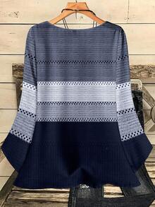 EMERY ROSE 大码女式休闲全身印花圆领宽松七分袖衬衫，秋冬 - 彩色 - 查看 2