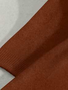 SHEIN Franclia 女士圆领纽扣配腰带长款针织毛衣裙 - 鏽棕色 - 查看 5