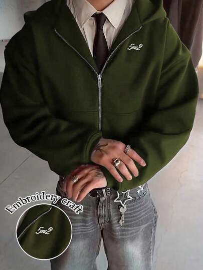 Manfinity Dauomo Erkek Düz Renk Düşük Omuz Uzun Kollu Kapüşonlu Günlük Çok Amaçlı Sweatshirt Sweatshirt