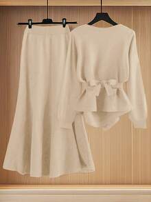 GlowEve New Elegant Button Decor Pullover Sweater, Minimalist European & American Style Fashion Knit Top - Apricot - View 2