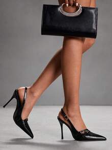 CUCCOO SZL Giày cao gót mũi nhọn thanh lịch cho nữ dự tiệc và đi làm - màu đen - Xem 3