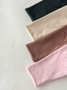 4件套女婴可爱休闲针织爱心图案裤，适合秋冬季穿着