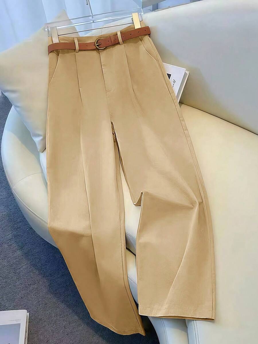 Franclia 女士休闲宽松阔腿裤，秋季 - 卡其色 - 查看 1