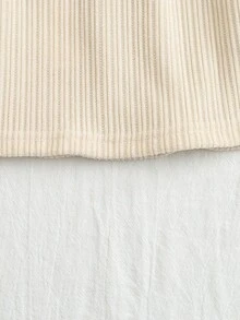 SHEIN 两件套女宝宝可爱甜美学院风时尚米色纯色罗纹纹理撞色黑色包边彼得潘领三蝴蝶结装饰长袖T恤套头衫和松紧腰A字裙两件套，柔软舒适，适合日常穿着、学校活动、秋冬季节。 - 白色 - 查看 6