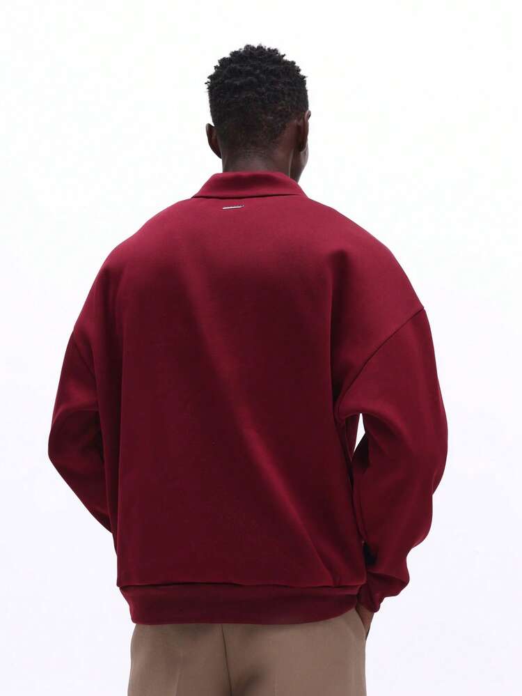 Half Zip Polo Sweatshirt With Collar