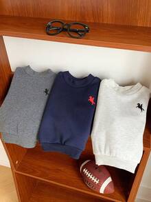 SHEIN 3件套男婴/女婴/男婴休闲百搭圆领卫衣，秋冬季百搭套装