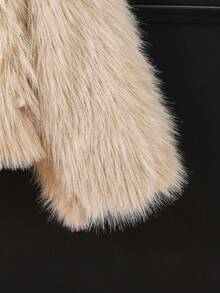 Elladie kids Young Girls Fluffy Cardigan Jacket With Pearl Decor, Suitable For Casual, Fashionable And Elegant Daily Wear - Khaki - View 6