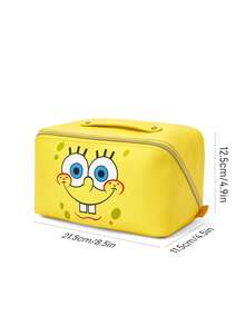 SpongeBob SquarePants | SHEIN 1个可爱卡通图案印花大容量可折叠PU皮革化妆包，多功能收纳袋，可存放小物件，适合旅行、工作、化妆或学习，适合女性和学生，也是不错的礼物选择。 - 黃色 - 查看 8