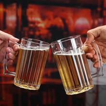 带把手的塑料啤酒杯，可重复使用的透明啤酒杯，适用于派对、酒吧、家庭、酒店 - 非常适合盛装威士忌、果汁、鸡尾酒等饮品 - 無色 - 查看 3