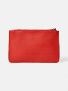 We Bare Bears X SHEIN 1pc Fashionable Large Capacity Jujube Red Card & Coin Purse Wallet - Jujube - View 4