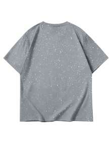Claim Dot 男士银箔印花圆领短袖T恤 - 灰色 - 查看 3