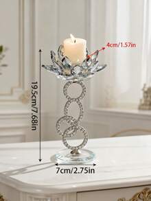 Cirelle European Crystal Lotus Candle Holder, Home Decor Accessory For Living Room, Creative New Metal Candle, Tall Stem Candle Stand, Atmosphere Dining Room Table Gifts Birthday Graduation - Multicolor - View 7