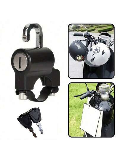 1个摩托车头盔锁，摩托车头盔锁，摩托车配件，自行车头盔锁，摩托车头盔锁，电动摩托车头盔锁，22-28mm车把夹套，踏板车锁配件