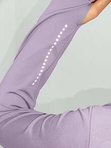 Easithlete 女士休闲运动纯色拉链领长袖外套 - 淡紫色 - 查看 6