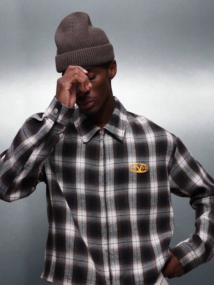 PLAYBOY X SUMWON Cropped Plaid Shirt With Logo