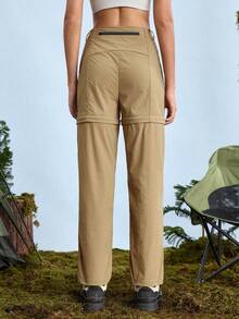 In My Nature Pantalones de senderismo desmontables de unicolor para mujer, de uso casual al aire libre - Óxido marrón - Ver 8