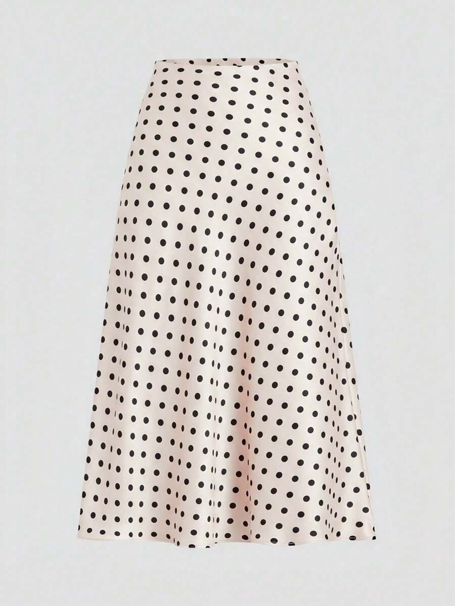 Firerie Plus Size Polka Dot Print Casual Skirt Spring To Summer