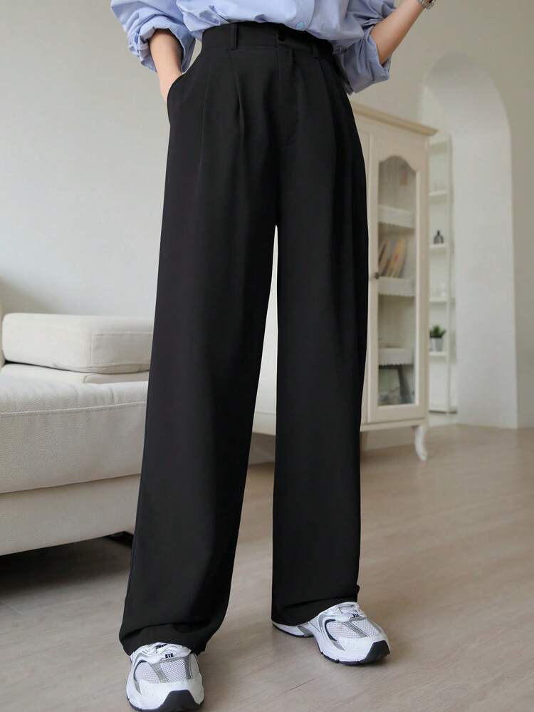 Casual Versatile Commute Solid Color Straight Leg Pants