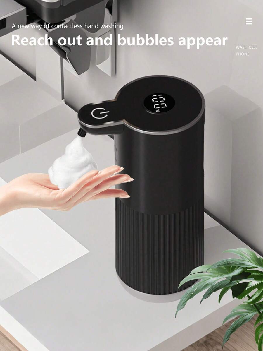 1 pieza Dispensador de jabón automático sin contacto, diseño blanco elegante, 6 niveles ajustables, recargable por USB, dispensador de líquido sin contacto, capacidad de 380ml para la cocina y el baño, dispensador de jabón para el baño - Multicolor - Ver 1