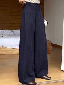 DAZY 女士休闲纯色褶裥阔腿裤，秋冬款