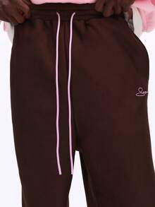 SUMWON Wide Leg Sweatpants Relaxed Fit Loungewear Oversized Joggers Casual Drawstring Pants With Side Pockets Plain - Brown - View 7