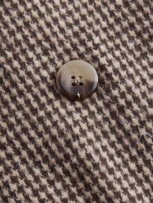 SHEIN MOD Abrigo largo sin mangas estilo trench de mujer minimalista y casual en color caqui con estampado de pata de gallo vintage, estilo "Old Money" para otoño/invierno