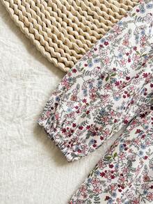 Vintaside Kids 女童春秋季时尚数码碎花衬衫裙，适合温和天气下的户外活动、露营或日常休闲购物 - 彩色 - 查看 3