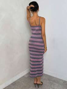 Glamine Elegant Women Long Knitted Slip Dress, Fitted Women Long Knitted Dress, Autumn/Winter Purple Backless Boho - Multicolor - View 4