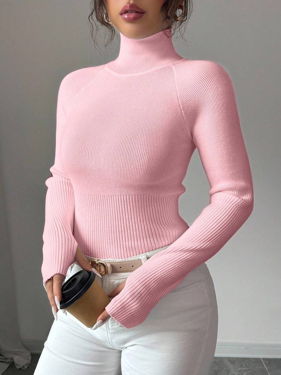 SHEIN Raffinéa Y2K Elegant Outdoor Knitted Pullover Sweater, Suitable For Commuting, Holiday, And Daily Wear - Baby Pink - View 1