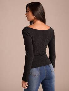 Enchnt Spring Romantic Women's Elegant Fashionable Black Ruffle Collar Lace Patchwork Long Sleeve Blouse, Date&Office&Going Out&Daily Commuting,Black Blouse,Spring Clothes, Black Top - Black - View 3